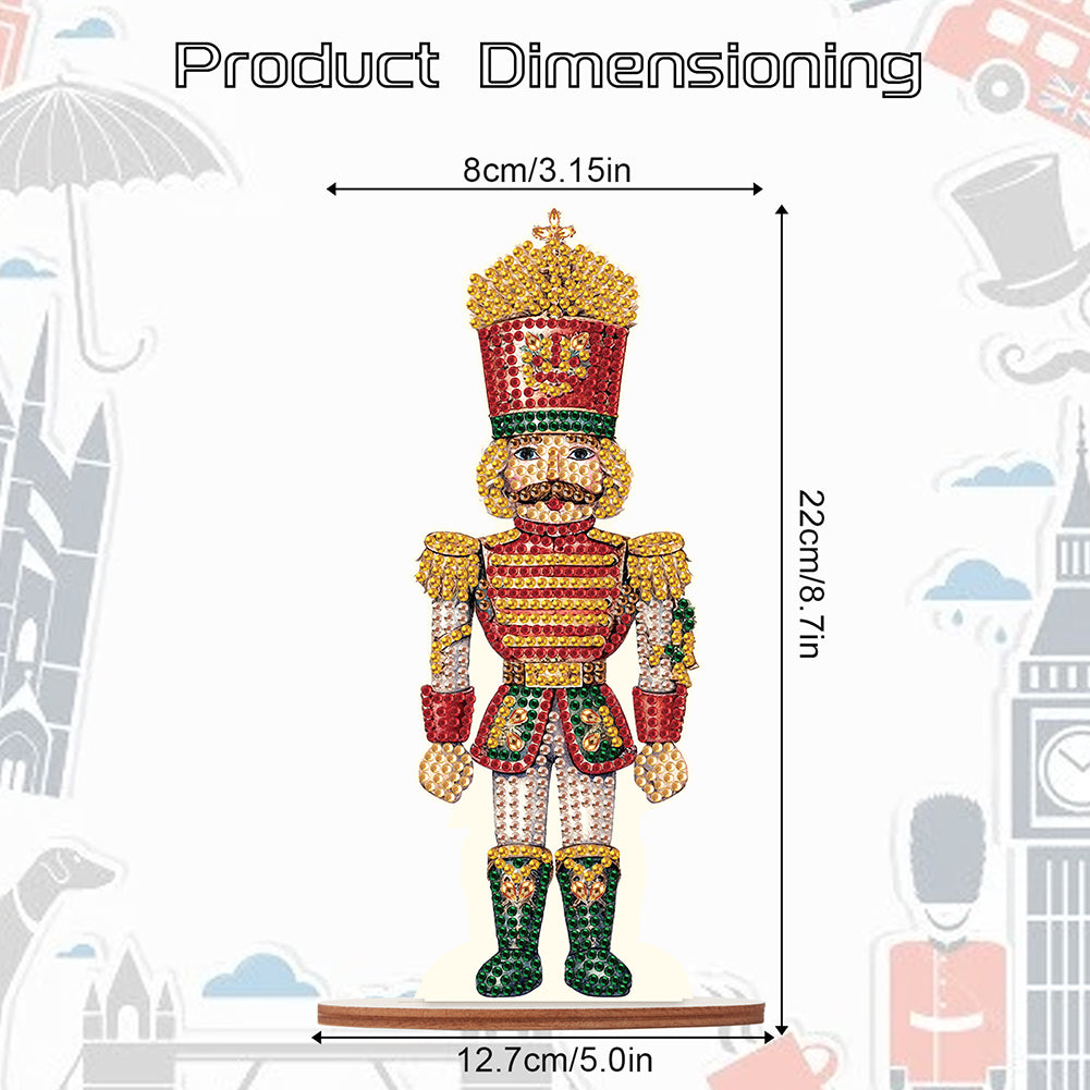 Wooden Crystal Painting Desktop Kit Diamond Art Table Decor(Xmas Nutcracker #12)