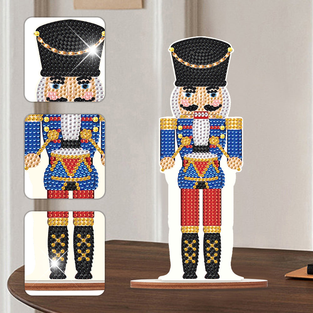 Wooden Crystal Painting Desktop Kit Diamond Art Table Decor(Xmas Nutcracker #13)