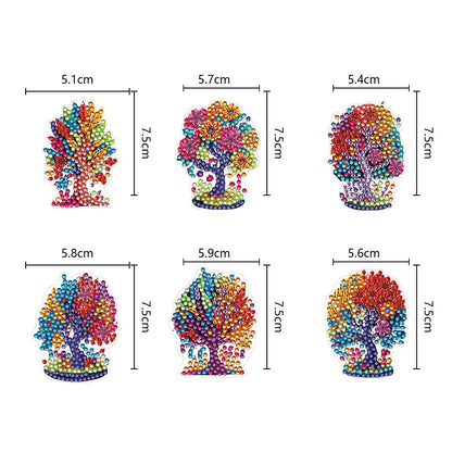 6PCS Double Sided Special Shape Diamond Painting Keychain (Tree of Life)