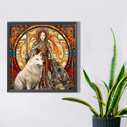 White Wolf And Girl - Full Square Drill Diamond Painting 30*30CM