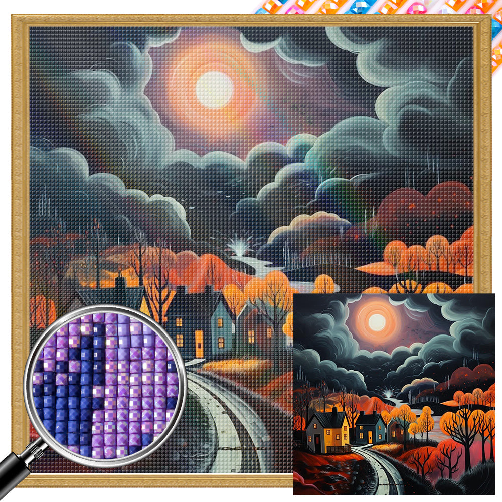 Full Moon Night Scene - Full Square Drill Diamond Painting 30*30CM