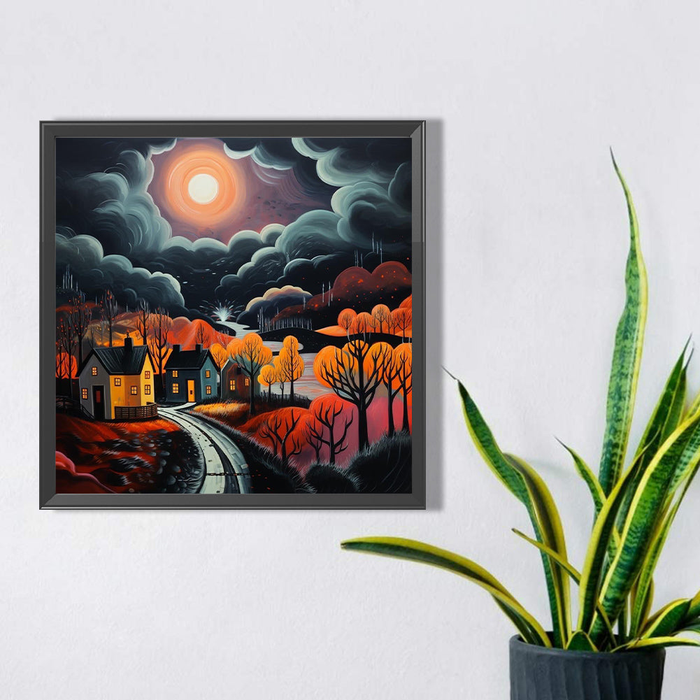 Full Moon Night Scene - Full Square Drill Diamond Painting 30*30CM