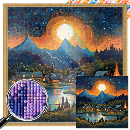 Night View Village - Full Square Drill Diamond Painting 30*30CM