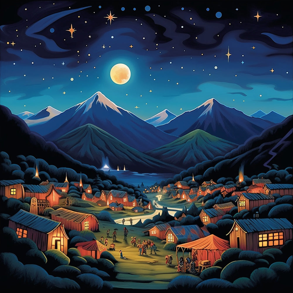 Night View Roadside - Full Square Drill Diamond Painting 30*30CM