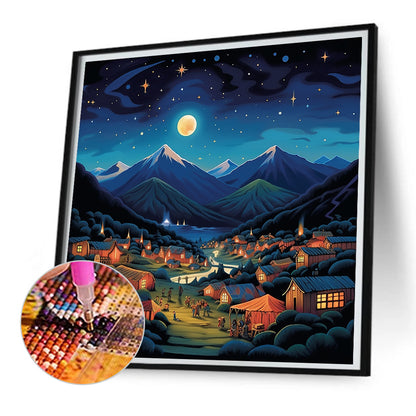 Night View Roadside - Full Square Drill Diamond Painting 30*30CM