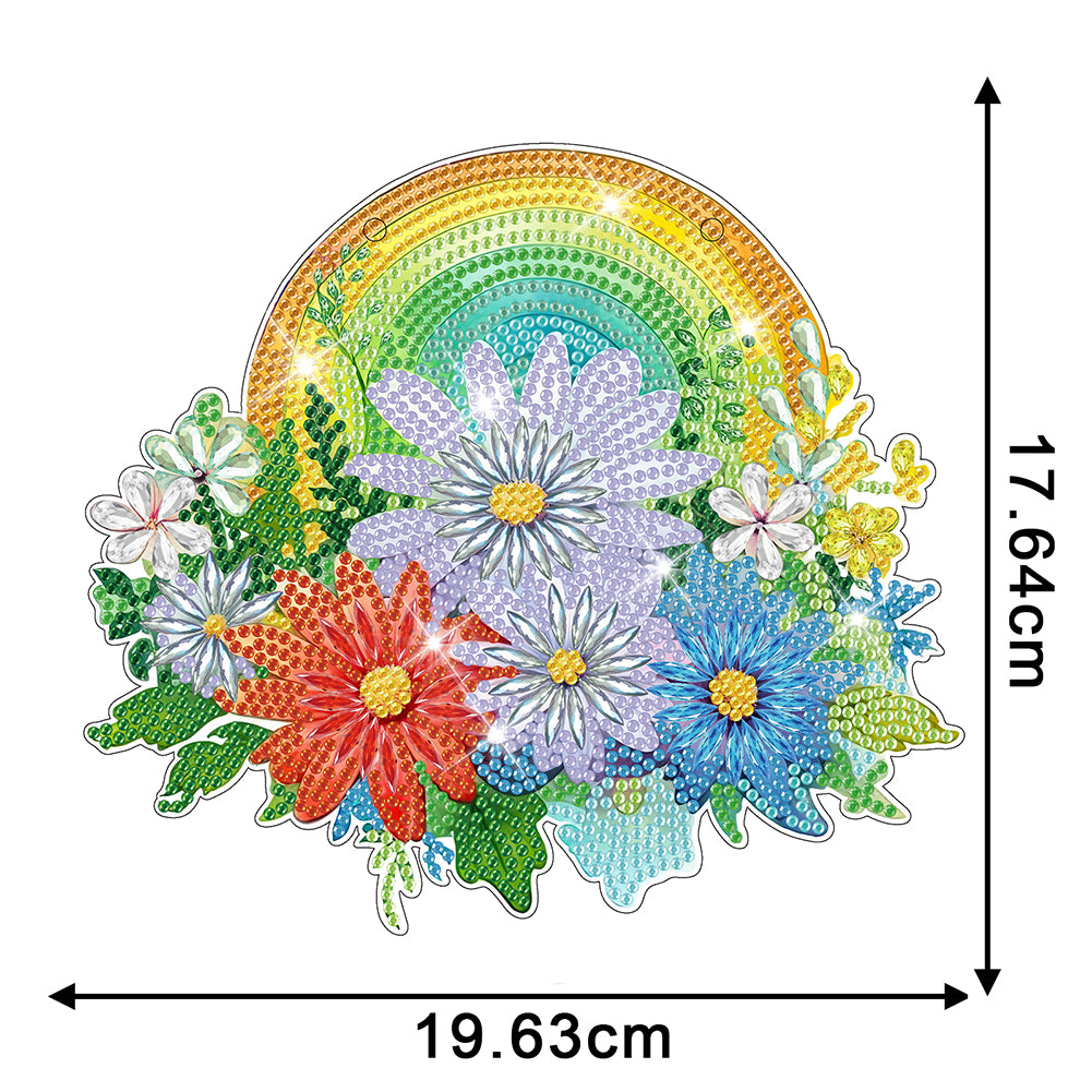 Christmas Special Shaped+Round Diamond Painting Wall Decor Wreath Rainbow Flower