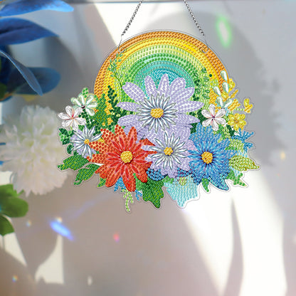 Christmas Special Shaped+Round Diamond Painting Wall Decor Wreath Rainbow Flower