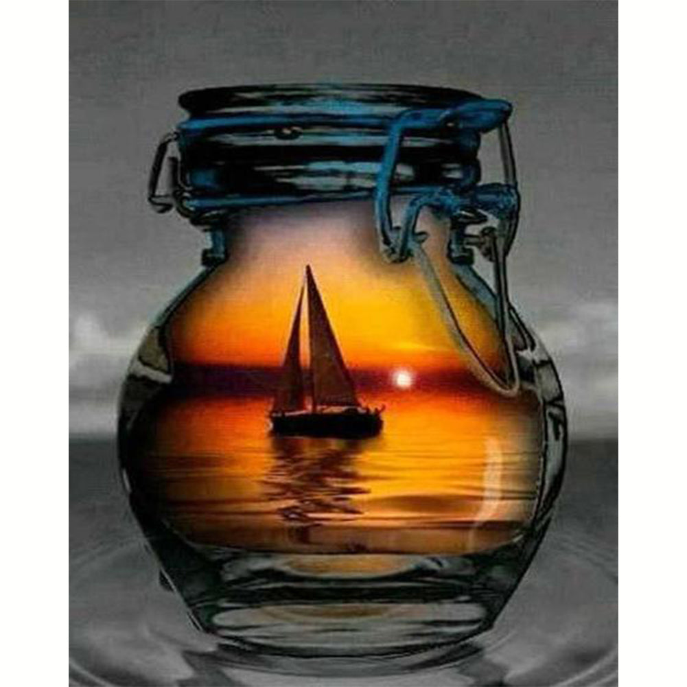 Sailing Boat In A Bottle - 11CT Counted Cross Stitch 40*50CM