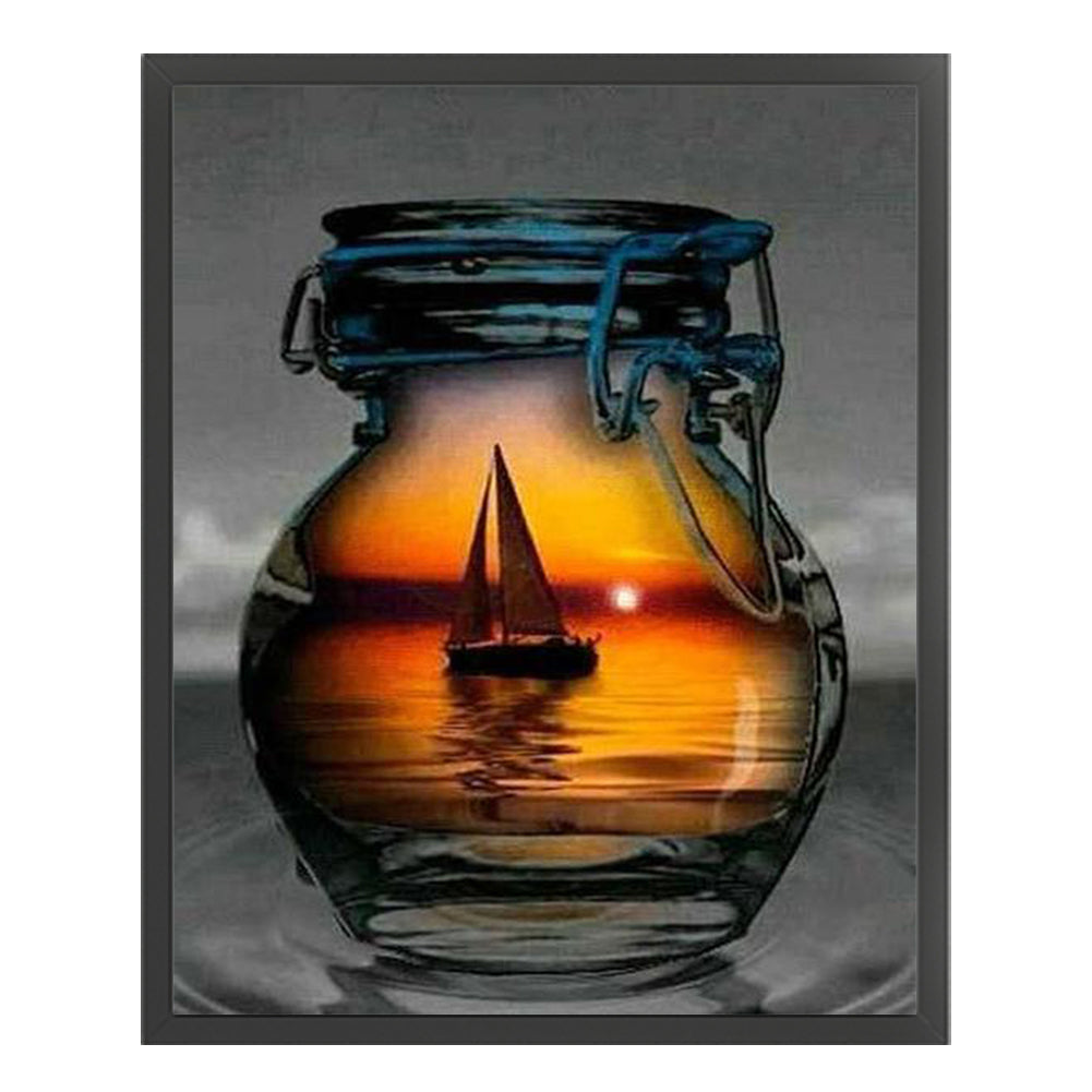 Sailing Boat In A Bottle - 11CT Counted Cross Stitch 40*50CM