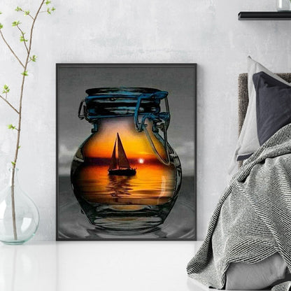 Sailing Boat In A Bottle - 11CT Counted Cross Stitch 40*50CM