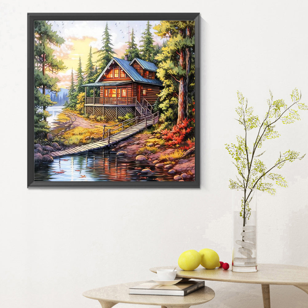 Woods House - Full Round Drill Diamond Painting 30*30CM