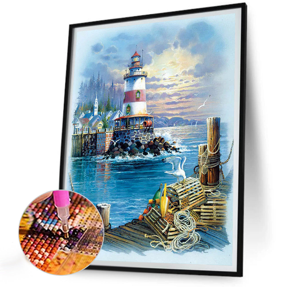 Seaside Lighthouse - Full Round Drill Diamond Painting 30*40CM