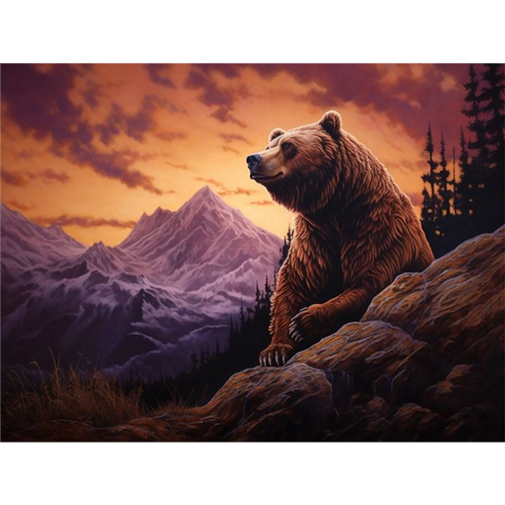 Alpine Brown Bear - Full Round Drill Diamond Painting 40*30CM