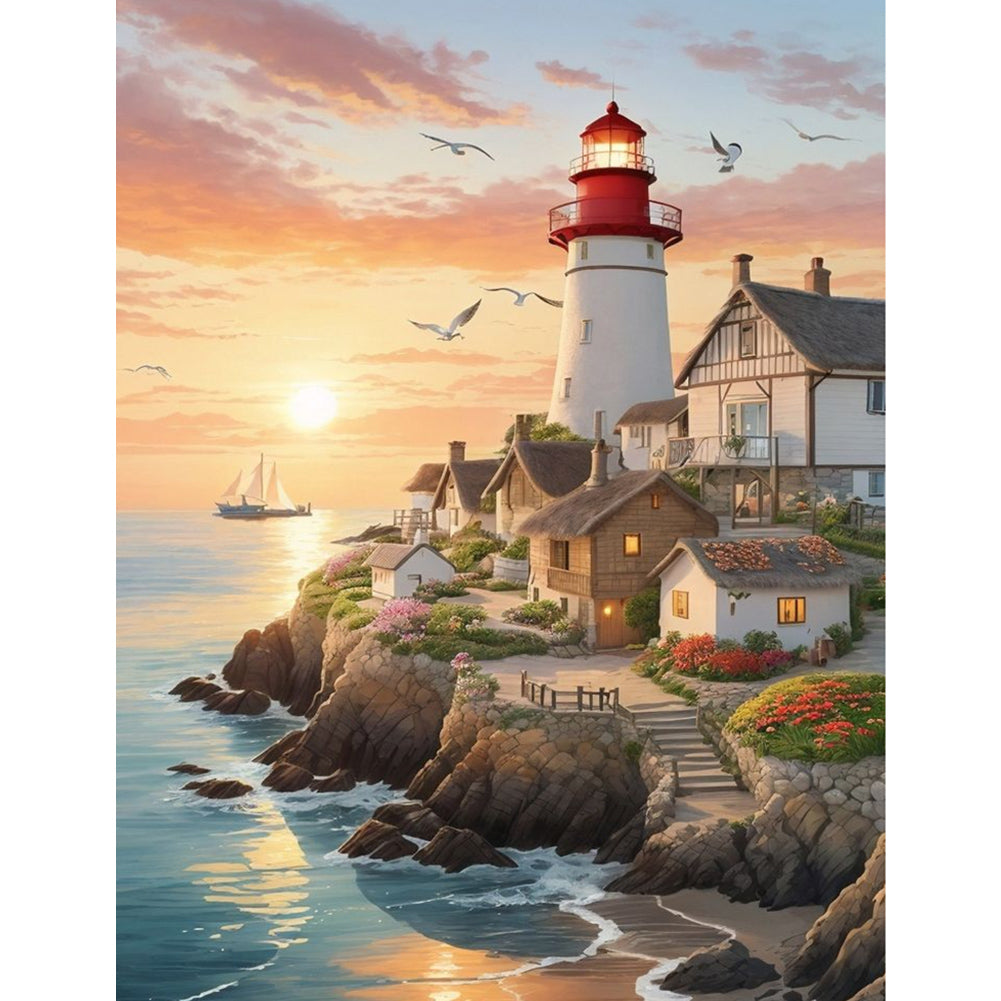 Seaside Lighthouse - Full Square Drill Diamond Painting 30*40CM