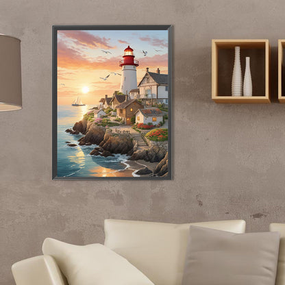 Seaside Lighthouse - Full Square Drill Diamond Painting 30*40CM