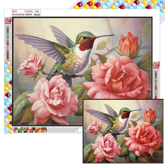 Flower Hummingbird - Full Square Drill Diamond Painting 50*40CM
