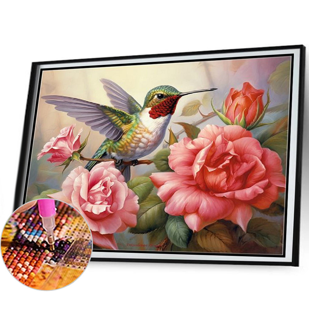 Flower Hummingbird - Full Square Drill Diamond Painting 50*40CM