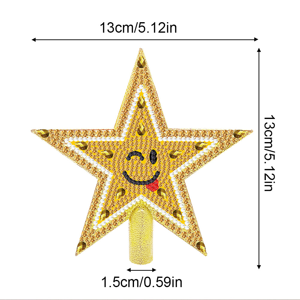 Mini Christmas Tree Star Double Sided Diamond Painting Christmas Tree Topper(04)