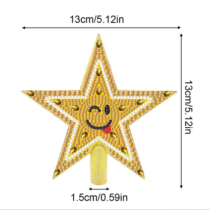 Mini Christmas Tree Star Double Sided Diamond Painting Christmas Tree Topper(04)