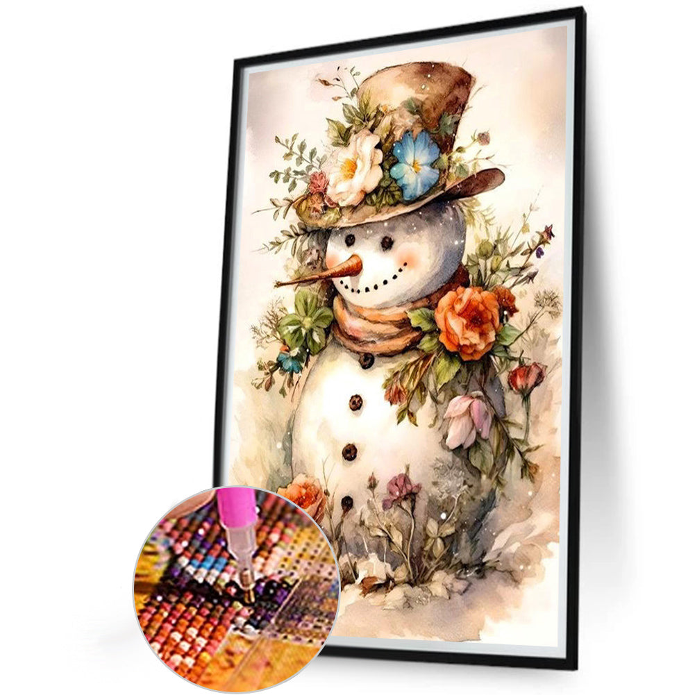 Flowers And Snowman - Full Square Drill Diamond Painting 40*60CM