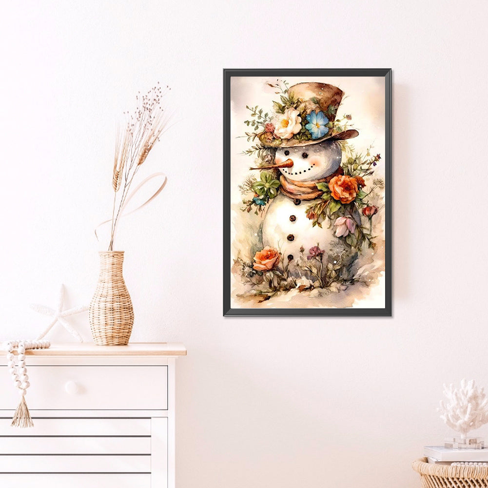 Flowers And Snowman - Full Square Drill Diamond Painting 40*60CM