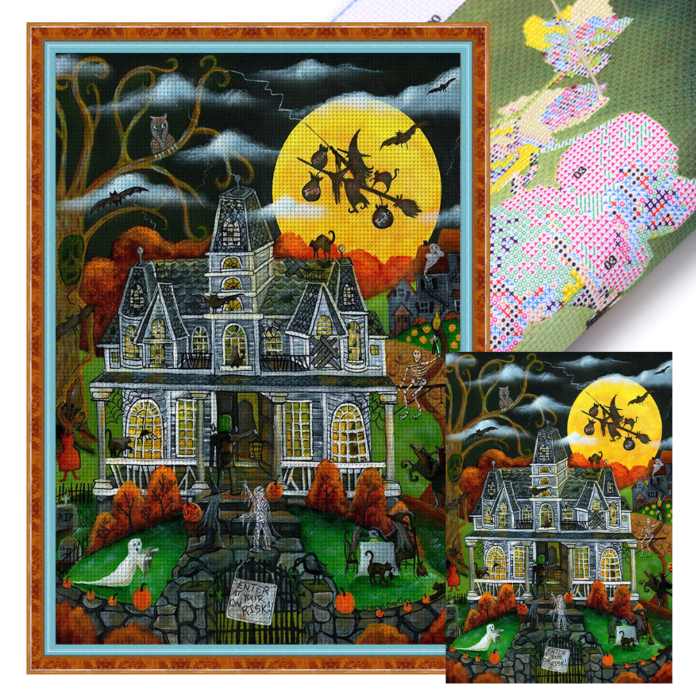 Halloween Country House - 11CT Stamped Cross Stitch 50*70CM