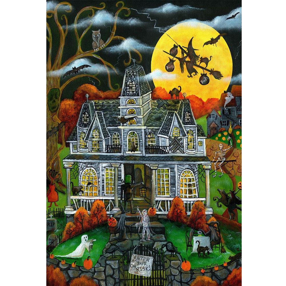 Halloween Country House - 11CT Stamped Cross Stitch 50*70CM