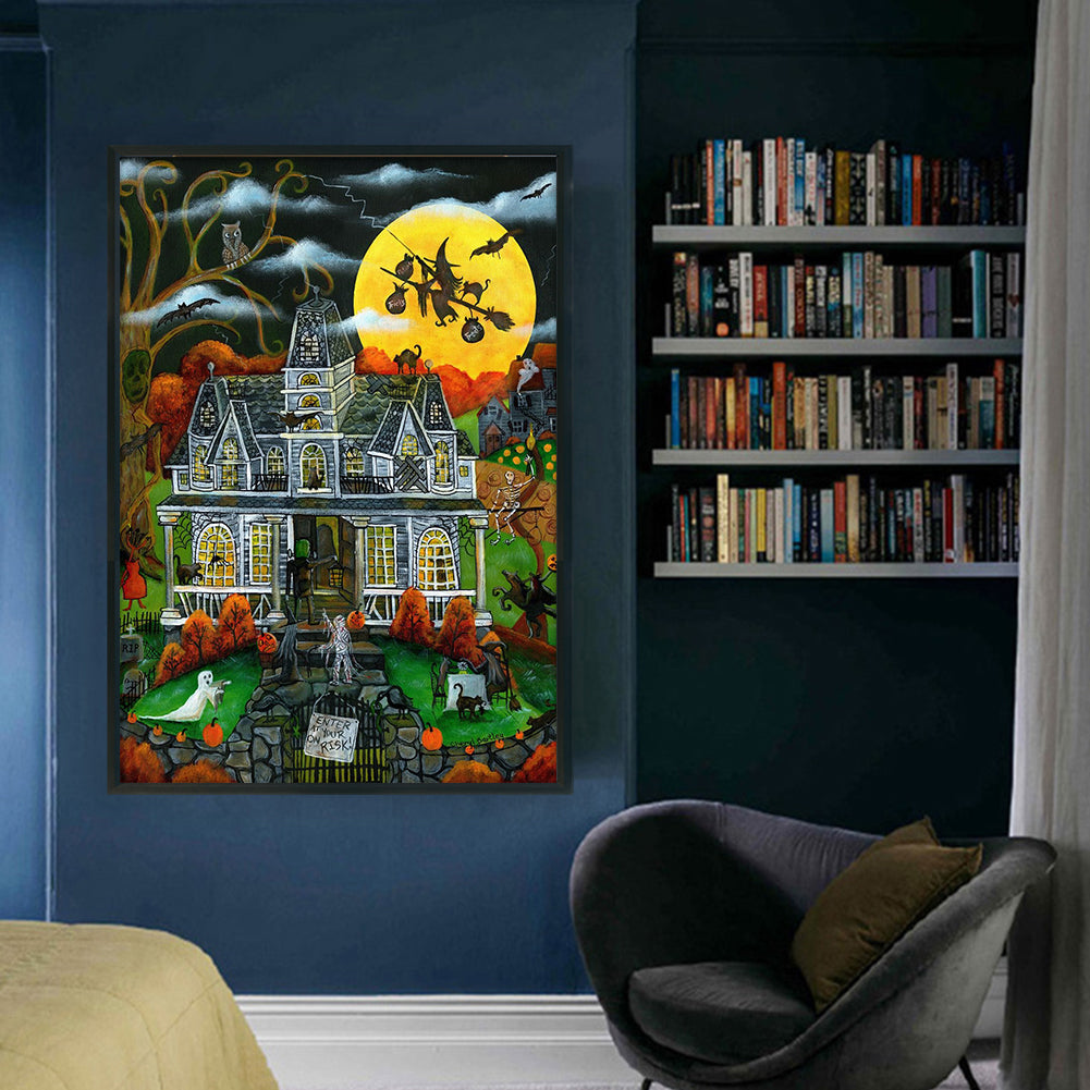 Halloween Country House - 11CT Stamped Cross Stitch 50*70CM