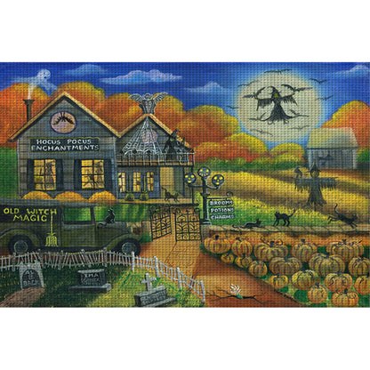 Halloween Country House - 11CT Stamped Cross Stitch 70*50CM