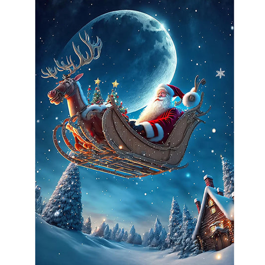 Santa Claus Riding Sleigh - Full Round Drill Diamond Painting 30*40CM