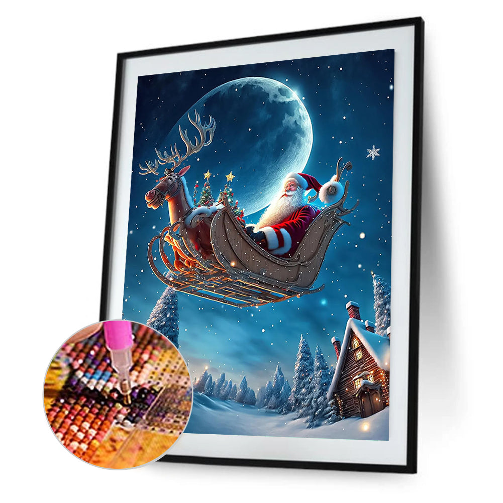 Santa Claus Riding Sleigh - Full Round Drill Diamond Painting 30*40CM