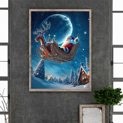 Santa Claus Riding Sleigh - Full Round Drill Diamond Painting 30*40CM