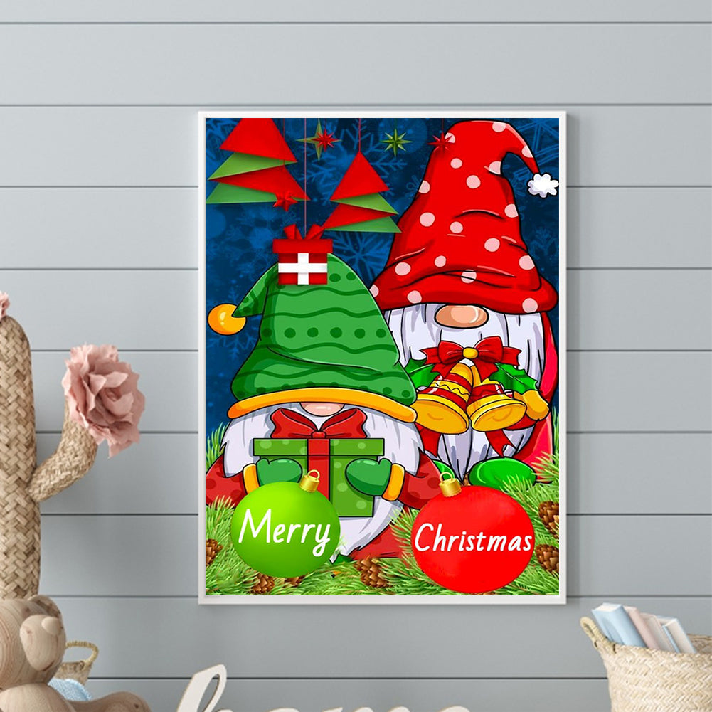 Christmas Gnome Couple - Full Round Drill Diamond Painting 30*40CM