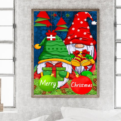 Christmas Gnome Couple - Full Round Drill Diamond Painting 30*40CM