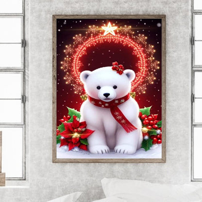 Christmas Bear - Full Round Drill Diamond Painting 30*40CM