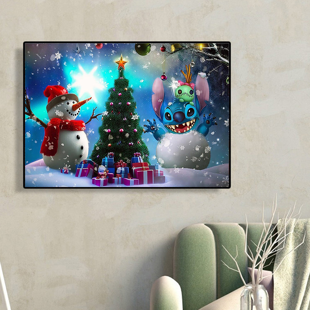 Snowman And Stitch The Snowman - Full Round Drill Diamond Painting 40*30CM