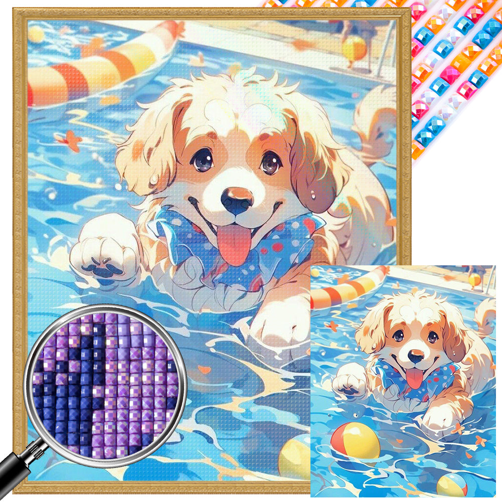 Dog Swimming - Full Square Drill Diamond Painting 40*50CM