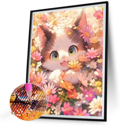 Cat Flower Bush - Full Square Drill Diamond Painting 40*50CM