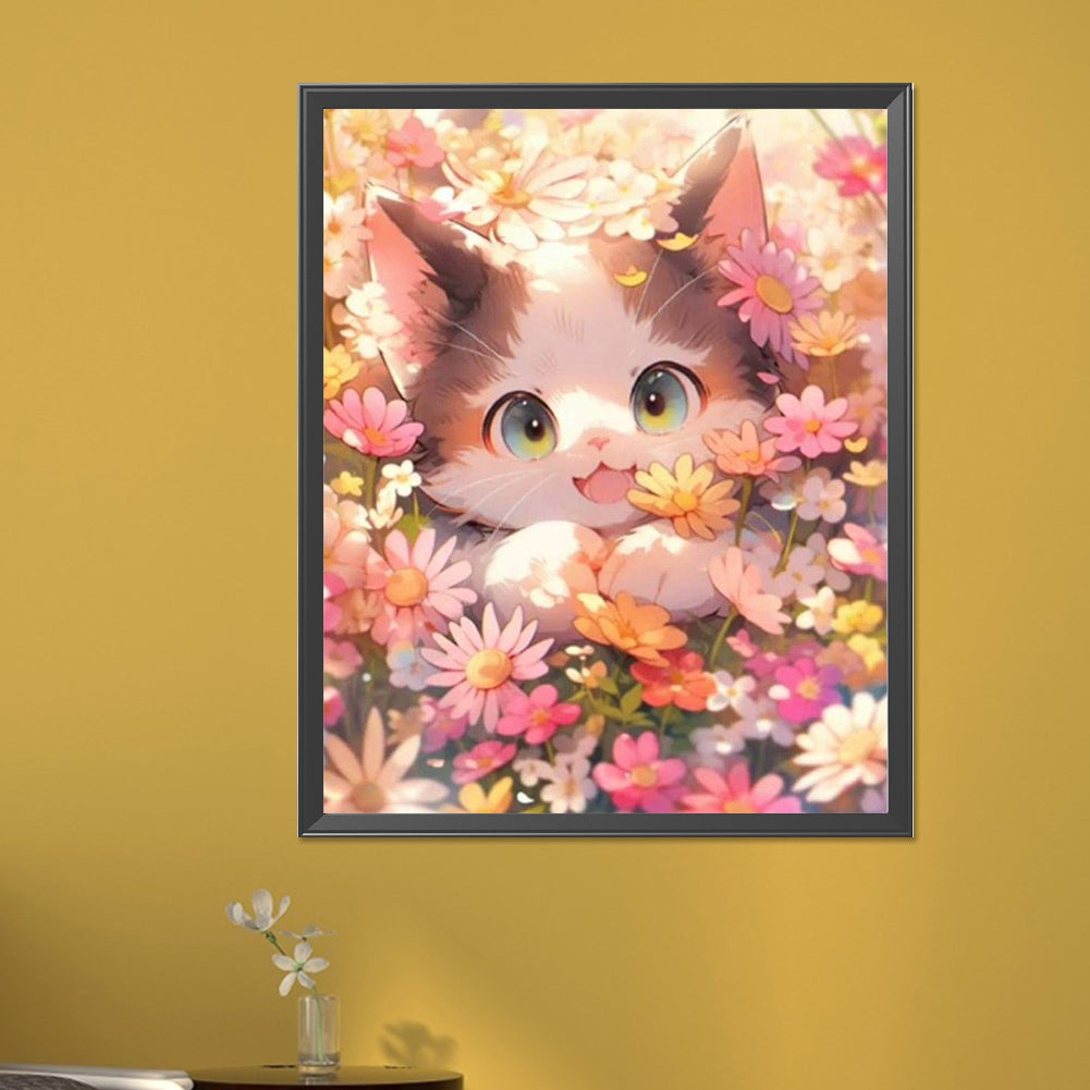 Cat Flower Bush - Full Square Drill Diamond Painting 40*50CM