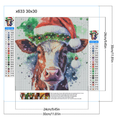 Christmas Bull Head - Full Round Drill Diamond Painting 30*30CM