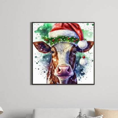 Christmas Bull Head - Full Round Drill Diamond Painting 30*30CM