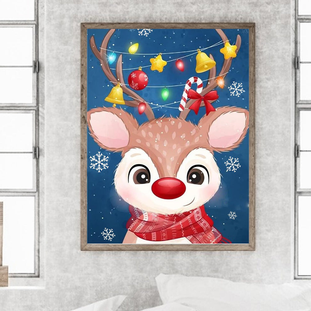 Christmas Deer - Full Round Drill Diamond Painting 30*40CM