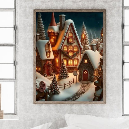 Snow House - Full Round Drill Diamond Painting 30*40CM