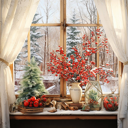 Snow Scene Outside The Window - 11CT Stamped Cross Stitch 50*50CM