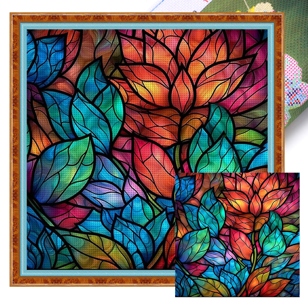 Glass Painting-Grass - 14CT Stamped Cross Stitch 40*40CM