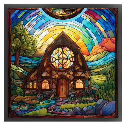 Glass Painting-Hut - 14CT Stamped Cross Stitch 40*40CM