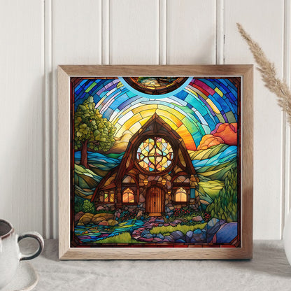 Glass Painting-Hut - 14CT Stamped Cross Stitch 40*40CM