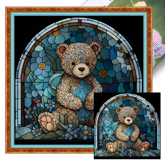 Glass Painting-Little Bear - 14CT Stamped Cross Stitch 50*50CM