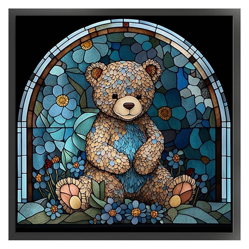 Glass Painting-Little Bear - 14CT Stamped Cross Stitch 50*50CM