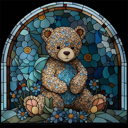 Glass Painting-Little Bear - 14CT Stamped Cross Stitch 50*50CM